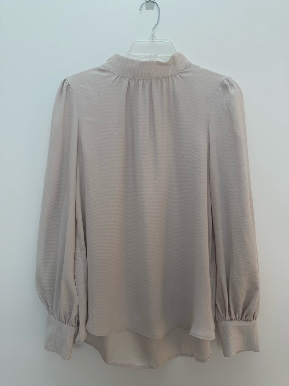 H&M Light Taupe Mock-Neck Long Sleeve Blouse